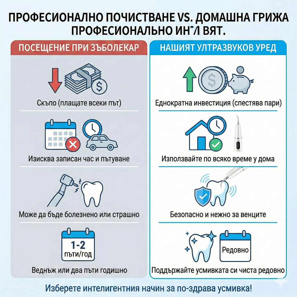 Електрически уред за премахване на зъбен камък и плака – 5 режима, LED светлина, акумулаторен и безопасен за венците